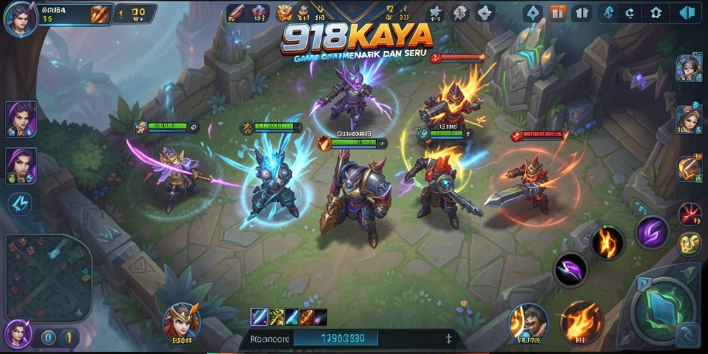 Screenshot gameplay 918KAYA menampilkan aksi pertarungan seru.