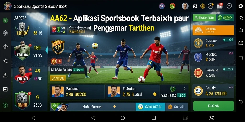 Screenshot utama AA62 menampilkan aksi taruhan olahraga yang mendebarkan.