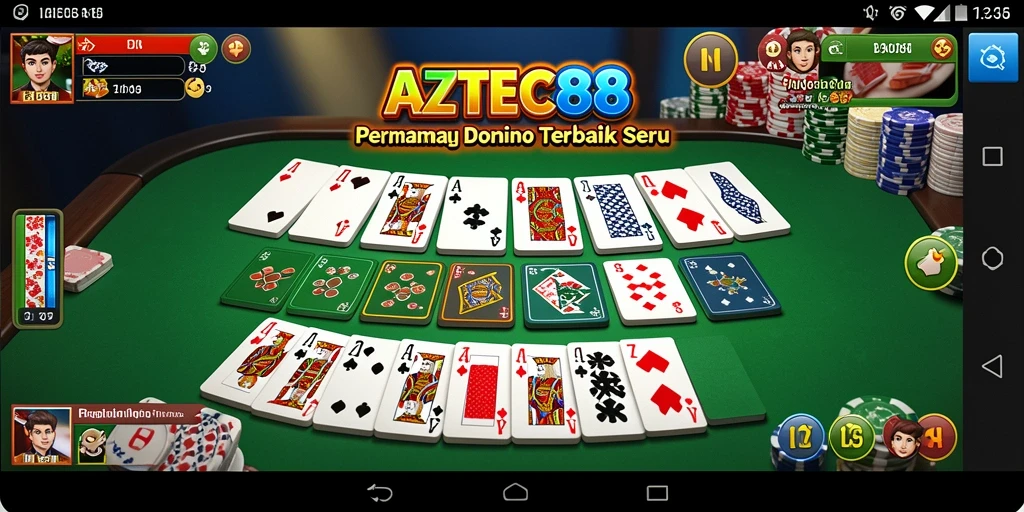 Tampilan gameplay AZTEC88 yang seru dan menarik saat bermain domino.