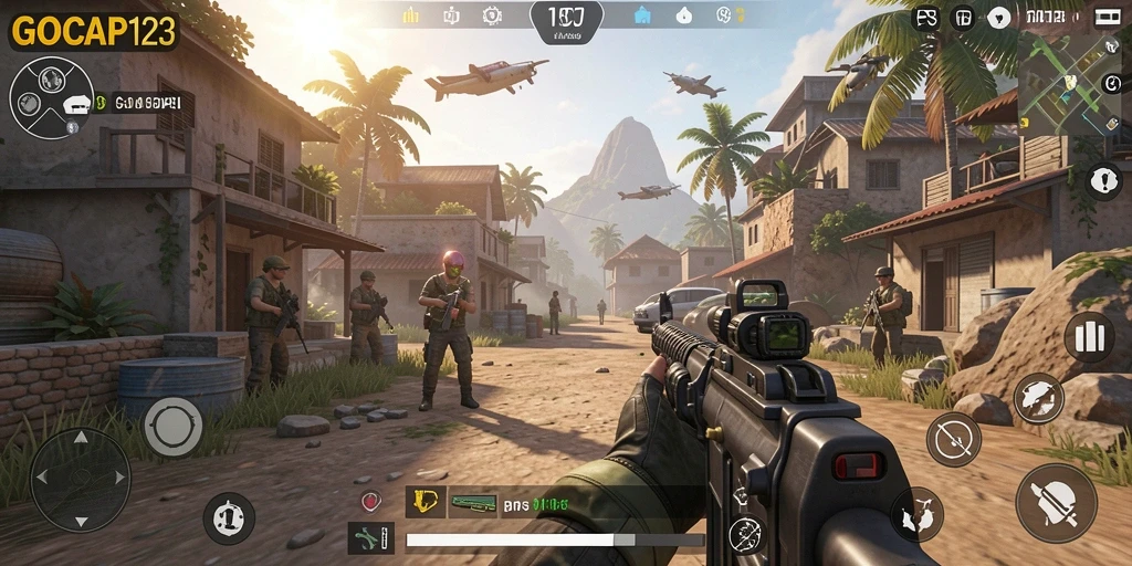 Tampilan gameplay GOCAP123 dengan aksi tembak-menembak yang mendebarkan.