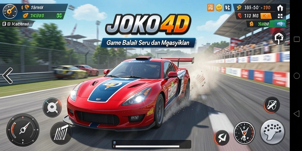 Tampak gameplay menarik balapan di JOKO4D dengan mobil berkecepatan tinggi.