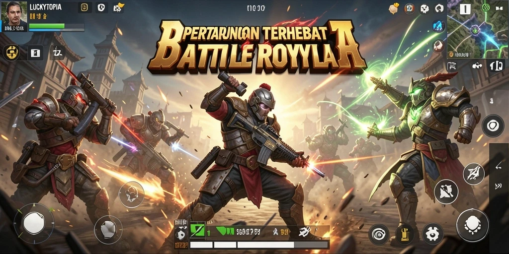 Screenshot gameplay menampilkan aksi seru di arena Battle Royale.