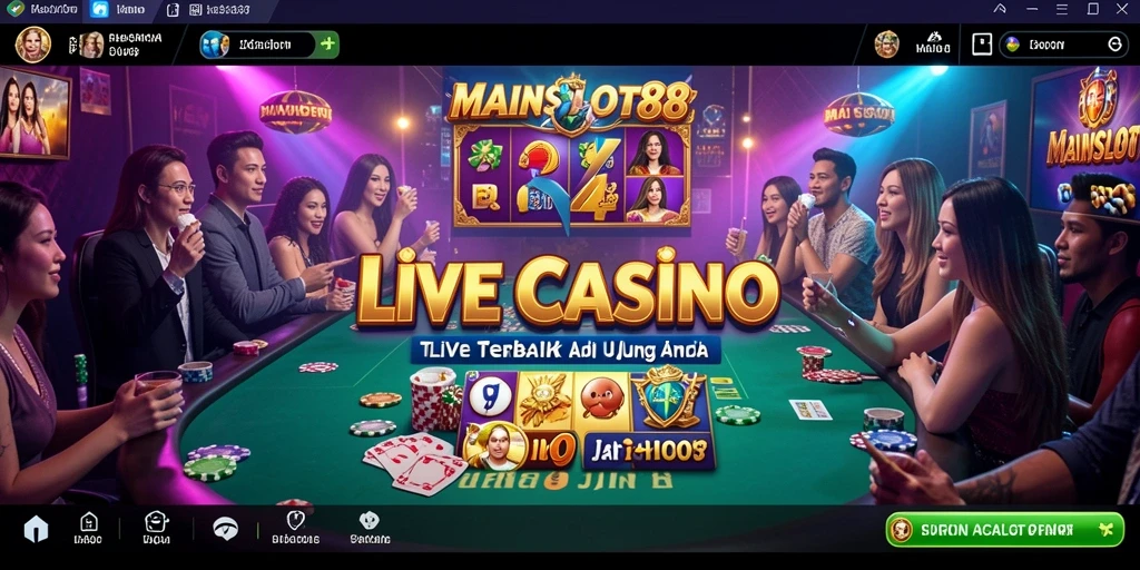 Gameplay live dengan dealer yang interaktif dan profesional.