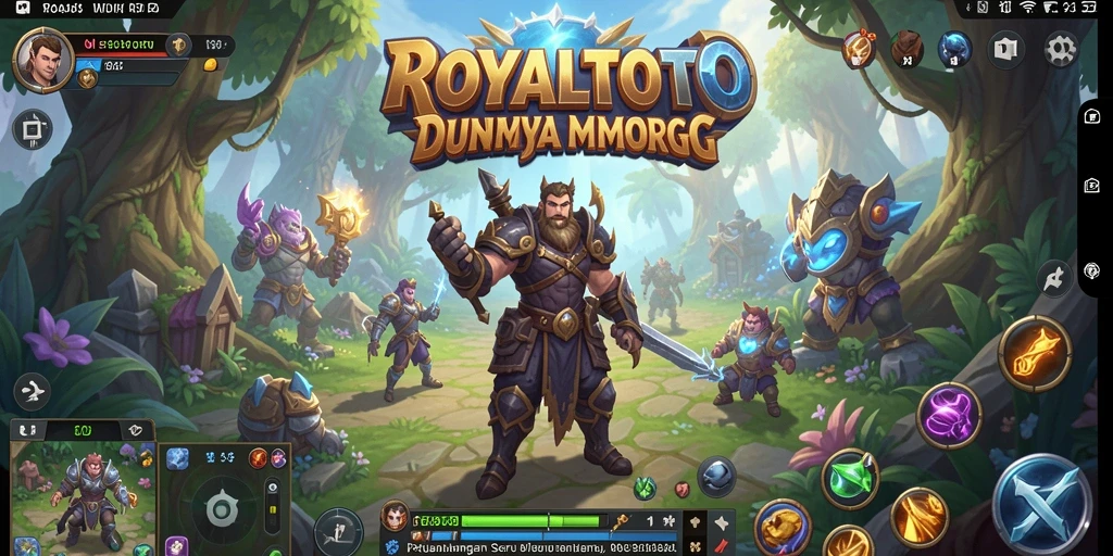 Screenshot menunjukkan karakter pemain dalam pertempuran epik MMORPG.