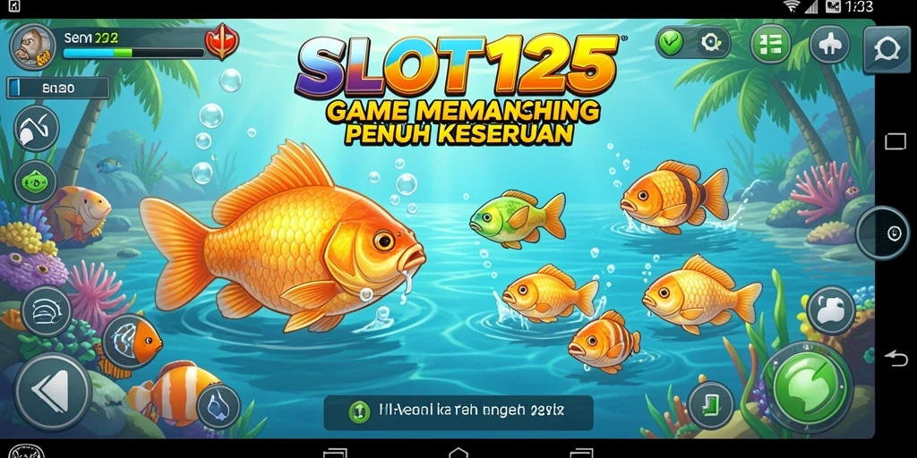Tampilan gameplay SLOT123 yang mendebarkan saat memancing ikan.