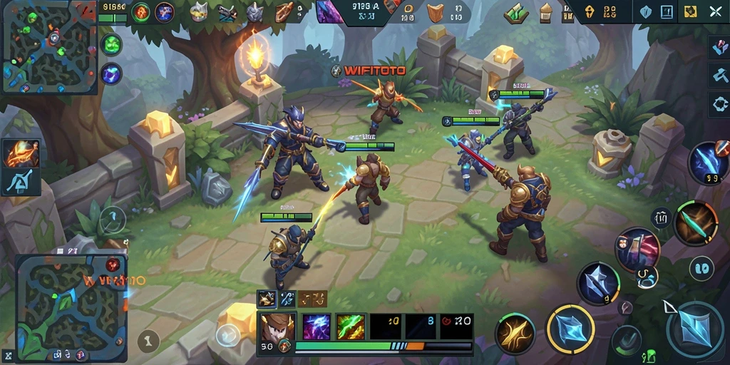 Tampilan menarik dari gameplay WIFITOTO di arena bertarung MOBA.