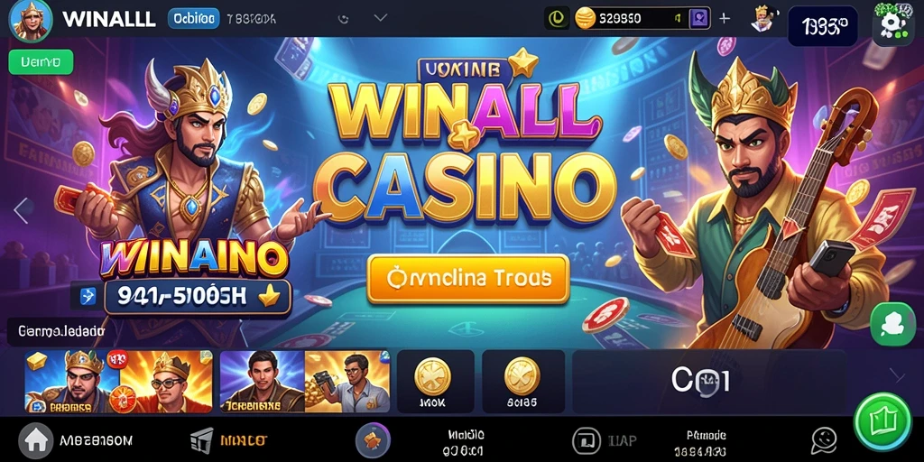 Tampilan utama aplikasi WINALLCASINO dengan berbagai fitur utility.