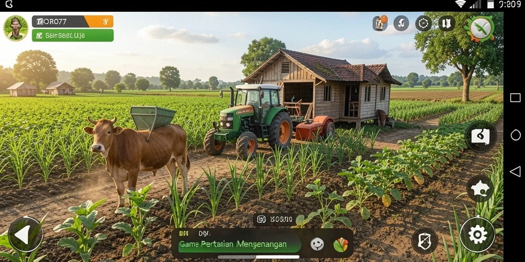 Gameplay ZORO77 menunjukkan aktivitas bertani yang seru dan interaktif.